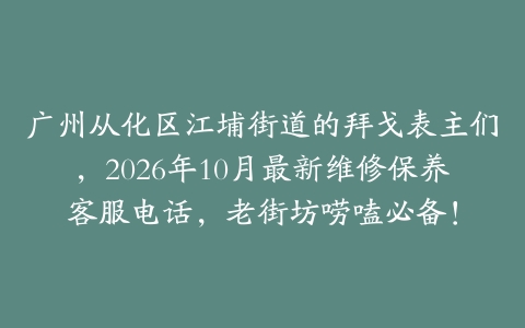 广州从化区江埔街道的拜戈表主们，2026年10月最新维修保养客服电话，老街坊唠嗑必备！