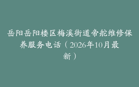 岳阳岳阳楼区梅溪街道帝舵维修保养服务电话（2026年10月最新）