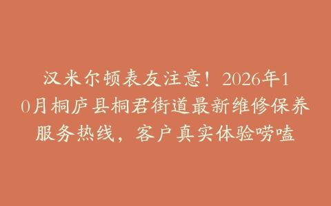 汉米尔顿表友注意！2026年10月桐庐县桐君街道最新维修保养服务热线，客户真实体验唠嗑
