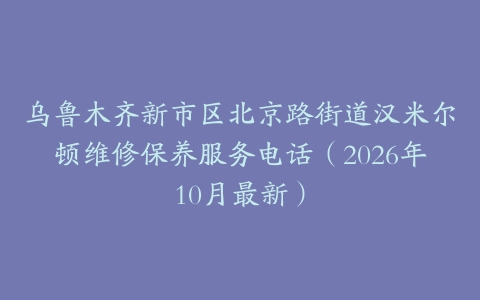 乌鲁木齐新市区北京路街道汉米尔顿维修保养服务电话（2026年10月最新）