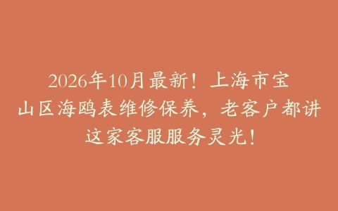 2026年10月最新！上海市宝山区海鸥表维修保养，老客户都讲这家客服服务灵光！