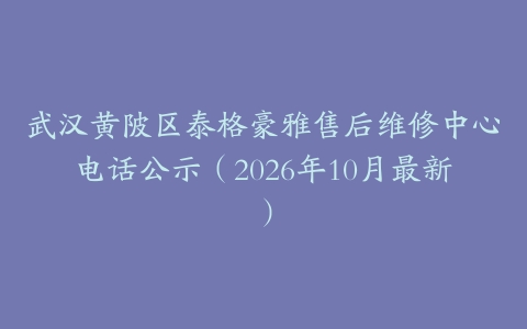 武汉黄陂区泰格豪雅售后维修中心电话公示（2026年10月最新）