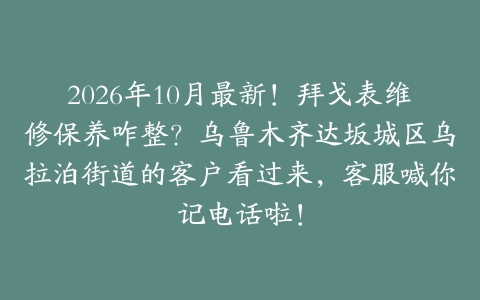 2026年10月最新！拜戈表维修保养咋整？乌鲁木齐达坂城区乌拉泊街道的客户看过来，客服喊你记电话啦！