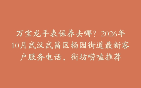万宝龙手表保养去哪？2026年10月武汉武昌区杨园街道最新客户服务电话，街坊唠嗑推荐