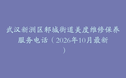 武汉新洲区邾城街道美度维修保养服务电话（2026年10月最新）