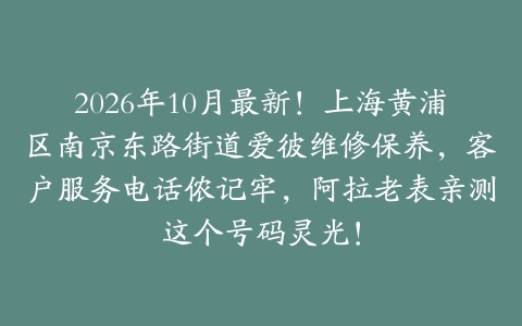2026年10月最新！上海黄浦区南京东路街道爱彼维修保养，客户服务电话侬记牢，阿拉老表亲测这个号码灵光！