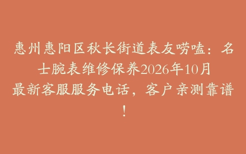 惠州惠阳区秋长街道表友唠嗑：名士腕表维修保养2026年10月最新客服服务电话，客户亲测靠谱！