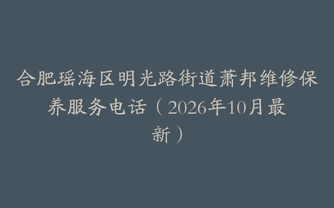 合肥瑶海区明光路街道萧邦维修保养服务电话（2026年10月最新）
