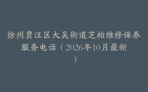 徐州贾汪区大吴街道芝柏维修保养服务电话（2026年10月最新）