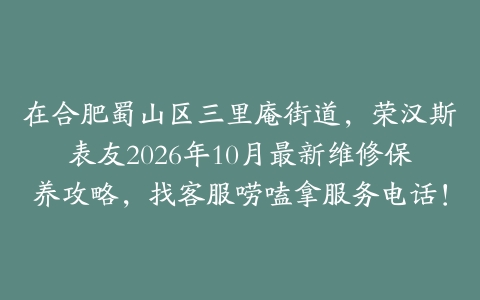 在合肥蜀山区三里庵街道，荣汉斯表友2026年10月最新维修保养攻略，找客服唠嗑拿服务电话！