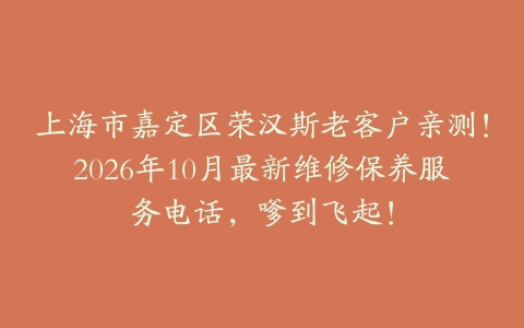 上海市嘉定区荣汉斯老客户亲测！2026年10月最新维修保养服务电话，嗲到飞起！