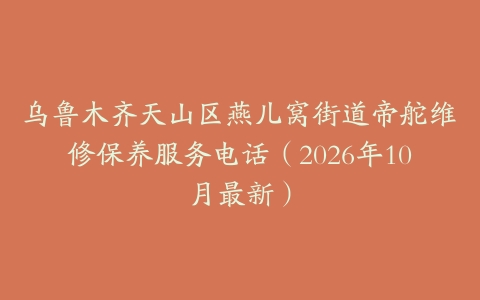乌鲁木齐天山区燕儿窝街道帝舵维修保养服务电话（2026年10月最新）