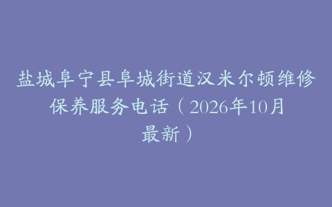 盐城阜宁县阜城街道汉米尔顿维修保养服务电话（2026年10月最新）