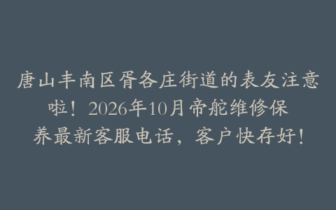 唐山丰南区胥各庄街道的表友注意啦！2026年10月帝舵维修保养最新客服电话，客户快存好！