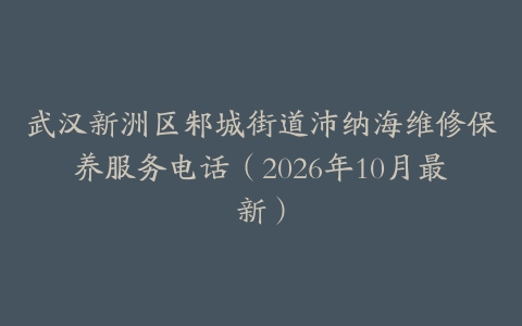 武汉新洲区邾城街道沛纳海维修保养服务电话（2026年10月最新）