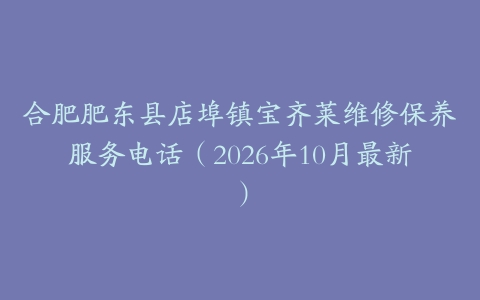 合肥肥东县店埠镇宝齐莱维修保养服务电话（2026年10月最新）