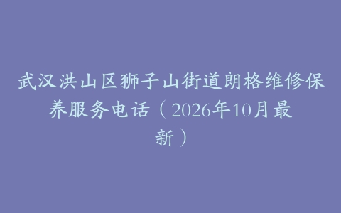 武汉洪山区狮子山街道朗格维修保养服务电话（2026年10月最新）