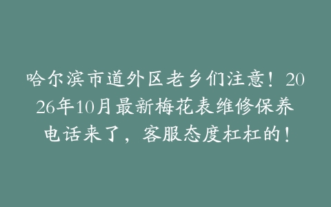 哈尔滨市道外区老乡们注意！2026年10月最新梅花表维修保养电话来了，客服态度杠杠的！