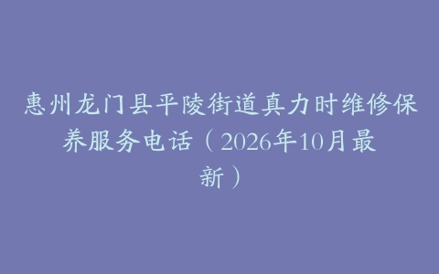惠州龙门县平陵街道真力时维修保养服务电话（2026年10月最新）