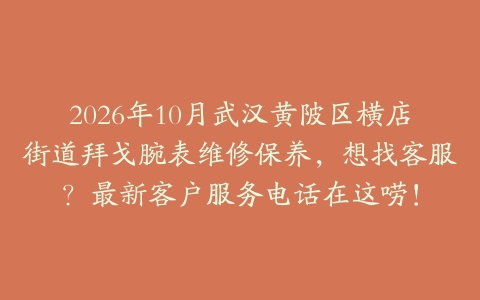 2026年10月武汉黄陂区横店街道拜戈腕表维修保养，想找客服？最新客户服务电话在这唠！