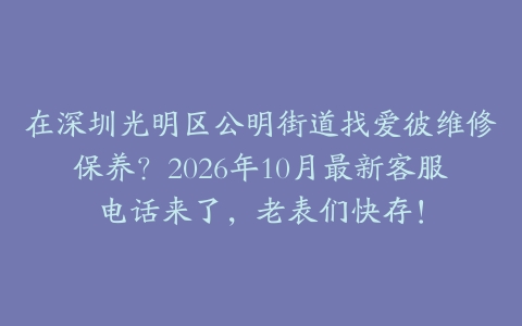 在深圳光明区公明街道找爱彼维修保养？2026年10月最新客服电话来了，老表们快存！