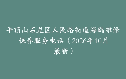 平顶山石龙区人民路街道海鸥维修保养服务电话（2026年10月最新）