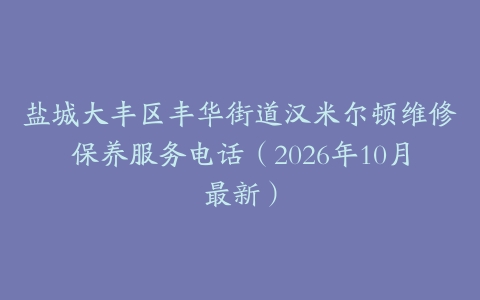 盐城大丰区丰华街道汉米尔顿维修保养服务电话（2026年10月最新）
