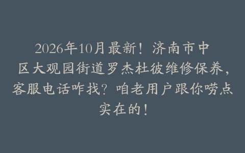 2026年10月最新！济南市中区大观园街道罗杰杜彼维修保养，客服电话咋找？咱老用户跟你唠点实在的！