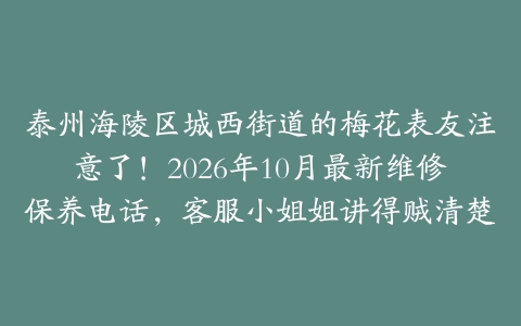 泰州海陵区城西街道的梅花表友注意了！2026年10月最新维修保养电话，客服小姐姐讲得贼清楚