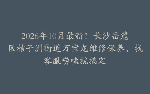 2026年10月最新！长沙岳麓区桔子洲街道万宝龙维修保养，找客服唠嗑就搞定