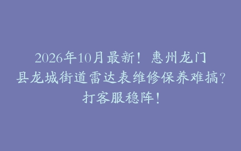 2026年10月最新！惠州龙门县龙城街道雷达表维修保养难搞？打客服稳阵！