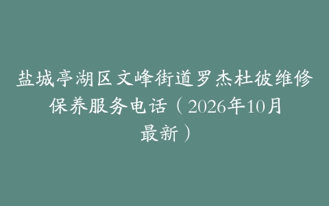 盐城亭湖区文峰街道罗杰杜彼维修保养服务电话（2026年10月最新）
