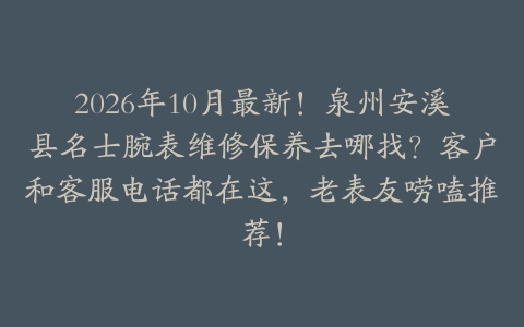 2026年10月最新!泉州安溪县名士腕表维修保养去哪找?客户和客服电话都在这,老表友唠嗑推荐!
