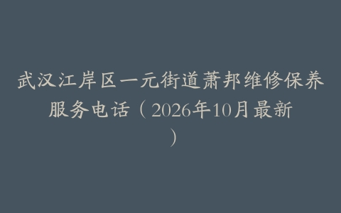 武汉江岸区一元街道萧邦维修保养服务电话（2026年10月最新）