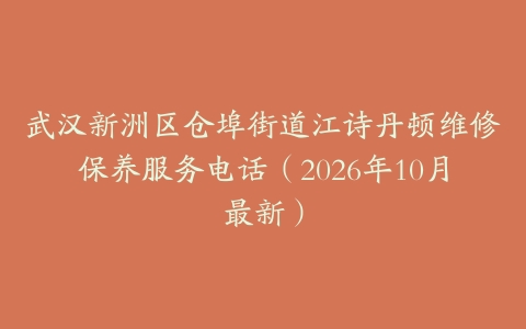 武汉新洲区仓埠街道江诗丹顿维修保养服务电话（2026年10月最新）