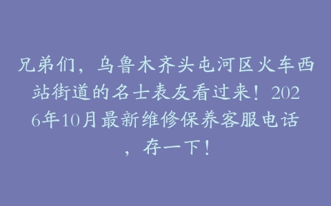 兄弟们，乌鲁木齐头屯河区火车西站街道的名士表友看过来！2026年10月最新维修保养客服电话，存一下！