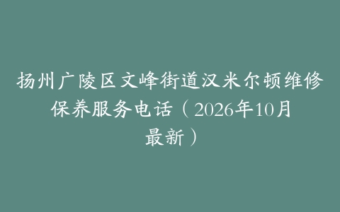 扬州广陵区文峰街道汉米尔顿维修保养服务电话（2026年10月最新）
