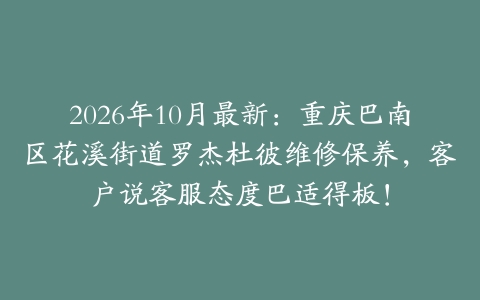2026年10月最新：重庆巴南区花溪街道罗杰杜彼维修保养，客户说客服态度巴适得板！