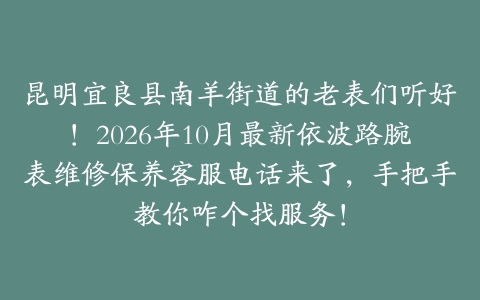 昆明宜良县南羊街道的老表们听好！2026年10月最新依波路腕表维修保养客服电话来了，手把手教你咋个找服务！