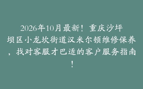 2026年10月最新！重庆沙坪坝区小龙坎街道汉米尔顿维修保养，找对客服才巴适的客户服务指南！