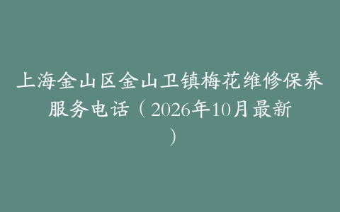 上海金山区金山卫镇梅花维修保养服务电话（2026年10月最新）