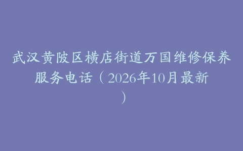 武汉黄陂区横店街道万国维修保养服务电话(2026年10月最新)
