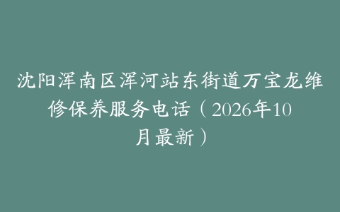 沈阳浑南区浑河站东街道万宝龙维修保养服务电话（2026年10月最新）