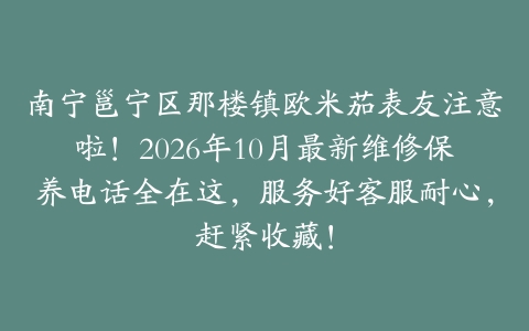 南宁邕宁区那楼镇欧米茄表友注意啦！2026年10月最新维修保养电话全在这，服务好客服耐心，赶紧收藏！