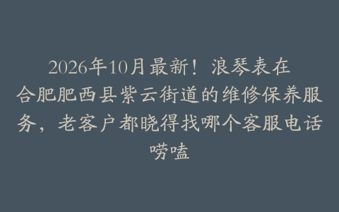 2026年10月最新！浪琴表在合肥肥西县紫云街道的维修保养服务，老客户都晓得找哪个客服电话唠嗑