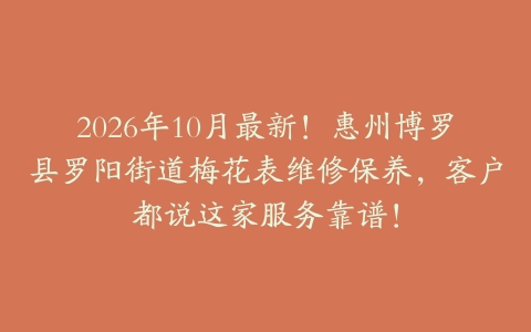 2026年10月最新！惠州博罗县罗阳街道梅花表维修保养，客户都说这家服务靠谱！