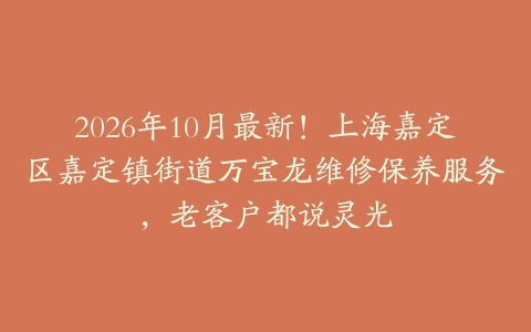 2026年10月最新！上海嘉定区嘉定镇街道万宝龙维修保养服务，老客户都说灵光