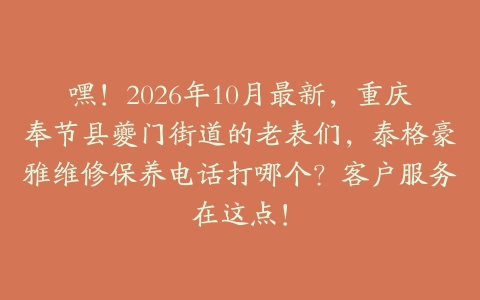 嘿!2026年10月最新,重庆奉节县夔门街道的老表们,泰格豪雅维修保养电话打哪个?客户服务在这点!