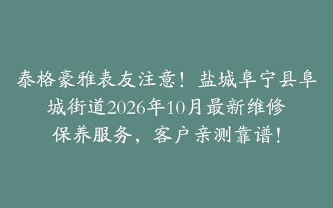 泰格豪雅表友注意!盐城阜宁县阜城街道2026年10月最新维修保养服务,客户亲测靠谱!