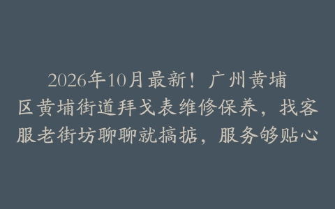 2026年10月最新！广州黄埔区黄埔街道拜戈表维修保养，找客服老街坊聊聊就搞掂，服务够贴心